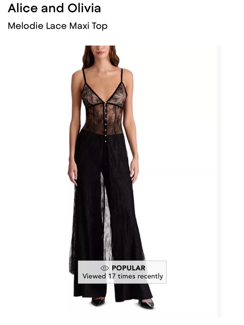Alice + Olivia Black Melodie Lace Maxi Top